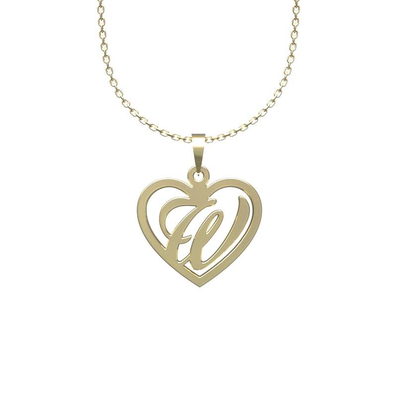 گردنبند زنانه لی‌دا مدل حرف wو قلب  کد SS1026
