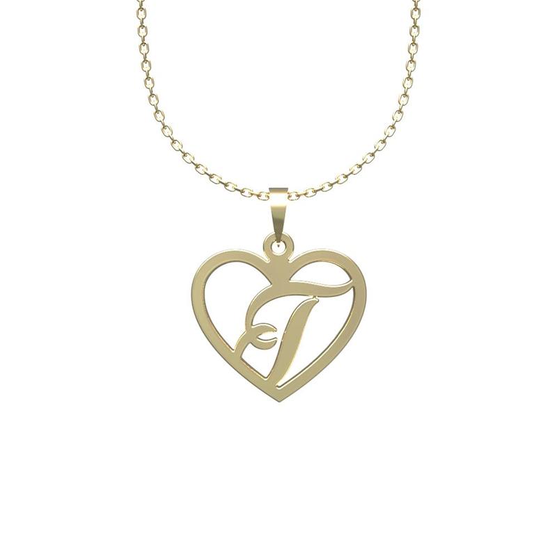 گردنبند زنانه لی‌دا مدل حرف t  و قلب کد SS1027