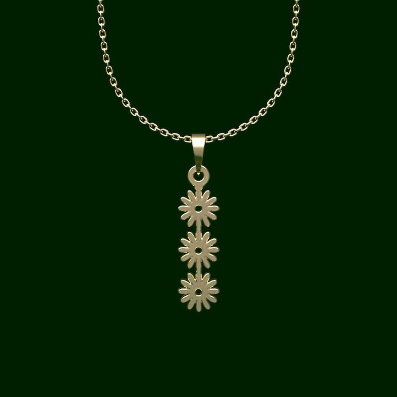 گردنبند طلا سه گل 18 عیار  کد QQ1239