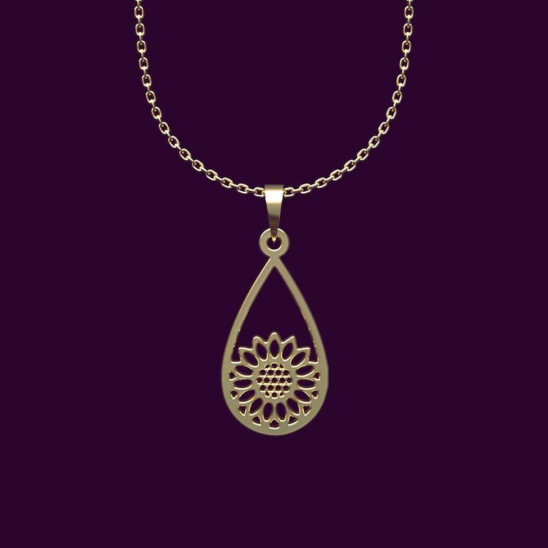 گردنبند طلا گل افتابگردان 18 عیار  کد NN1167