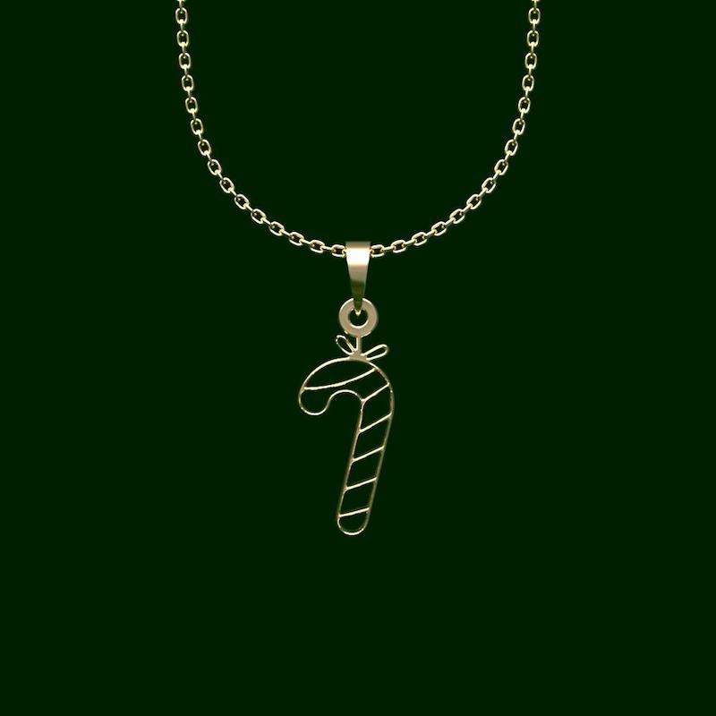 گردنبند طلا مدل آبنبات عصایی کریسمس کد NL036