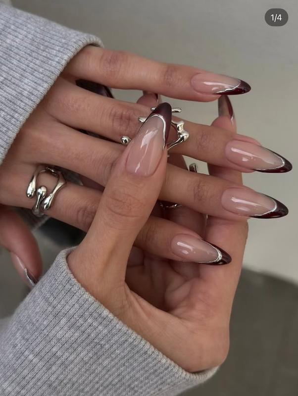 ناخن مصنوعی فرنچ قهوه ای✨️