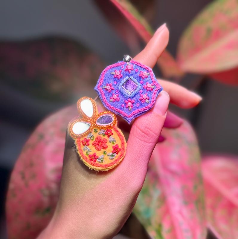 پترن گوشواره آینه ای با ابزار