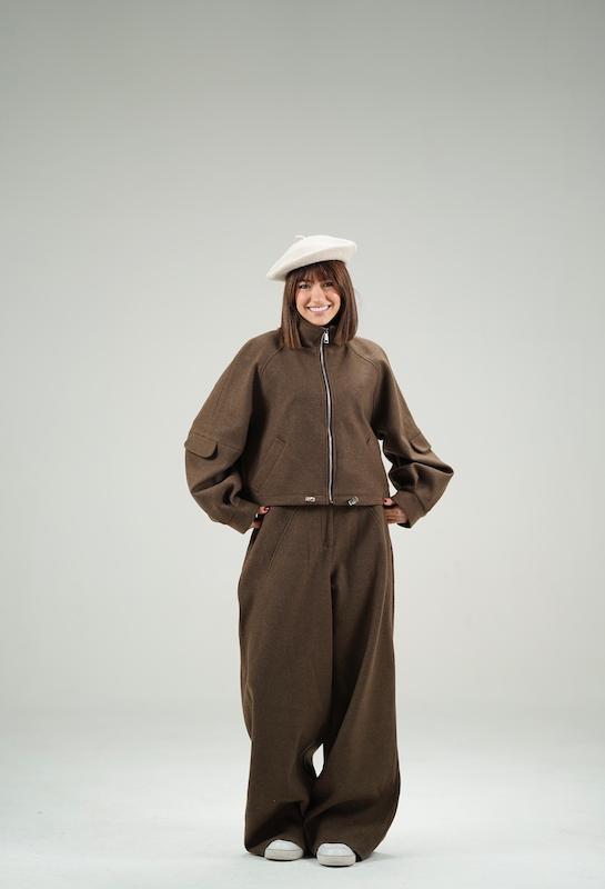 ست بامبر و شلوار قهوه ای