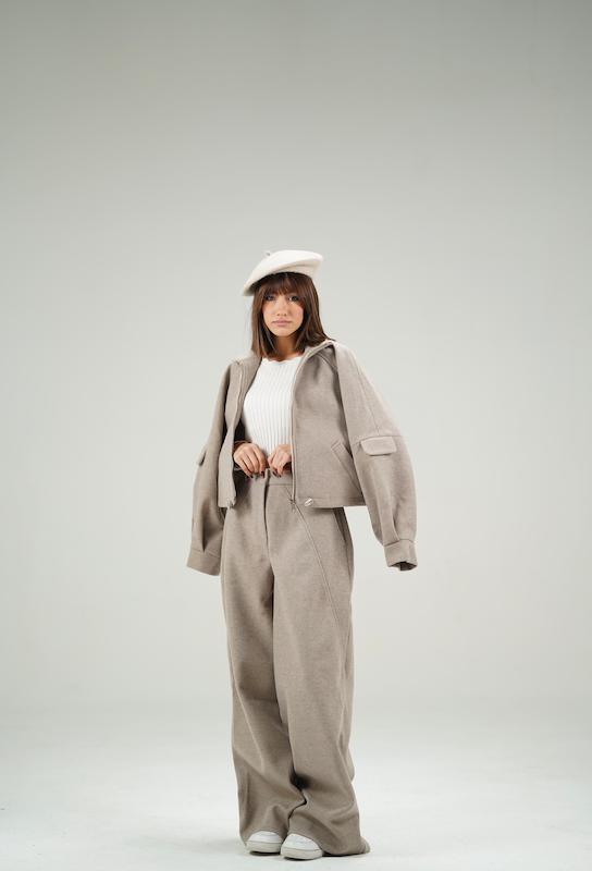 ست بامبرو شلوار نسکافه ای