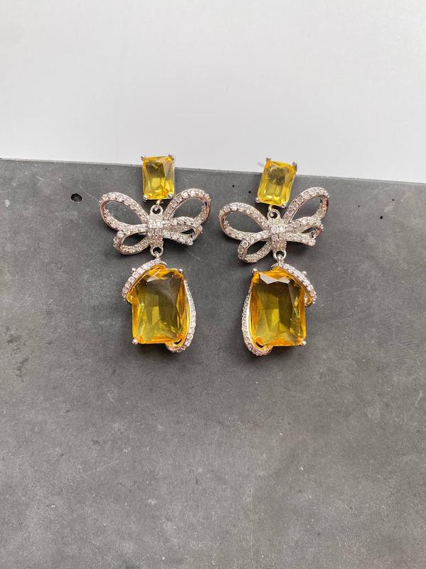 گوشواره جواهري پاپيون سيترين