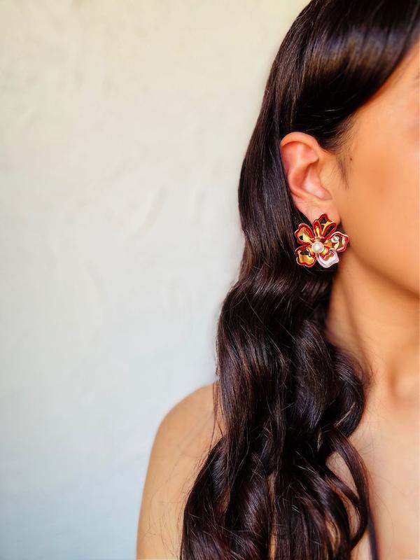 گوشواره میناکاری اینه ای