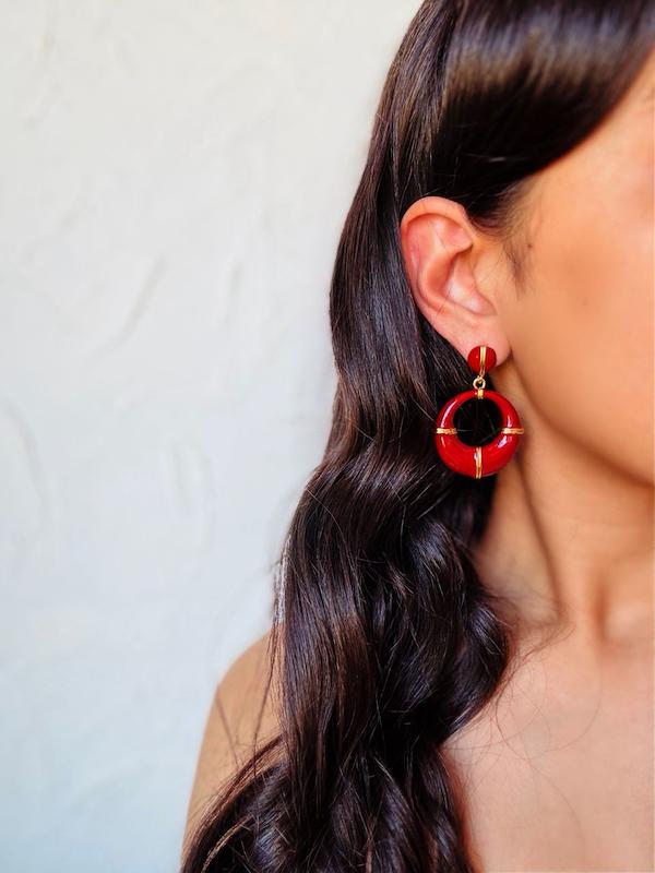 گوشواره میناکاری گرد