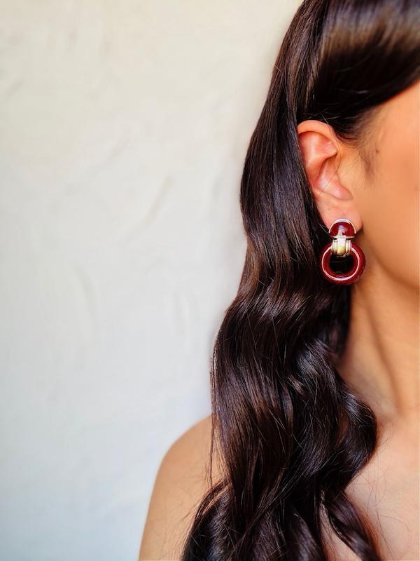 گوشواره کمربندی میناکاری