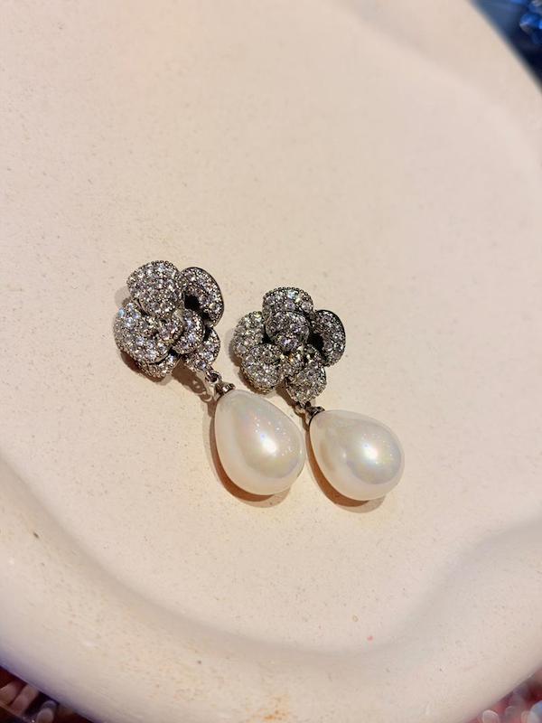 گوشواره جواهري فلاور مرواريد