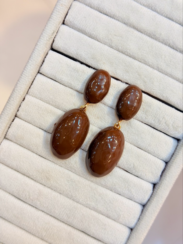 گوشواره ميناكاري اويز شكلاتي