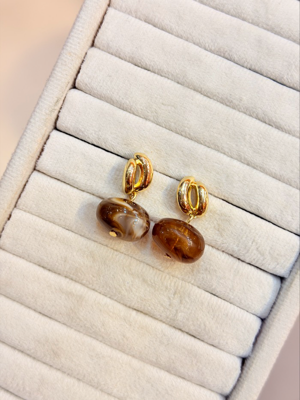 گوشواره گوي شكلاتي طرح سنگ