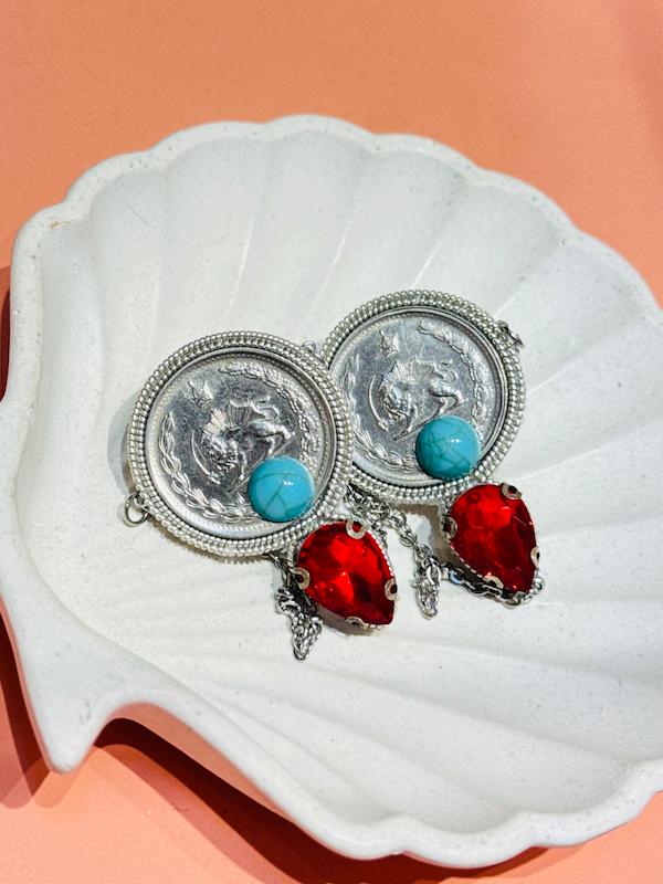 گوشواره سكه و سنگ