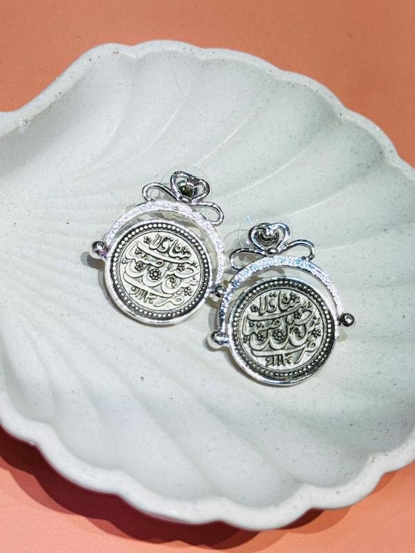 گوشواره سكه ابكاري نقره