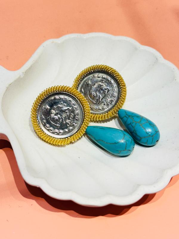 گوشواره سكه و فيروزه