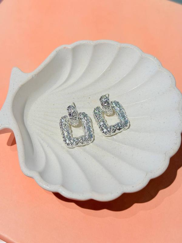 گوشواره مينيمال ابكاري نقره