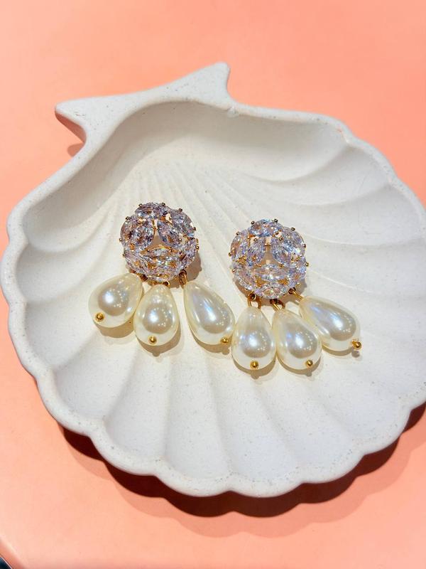 گوشواره نگين مرواريدي