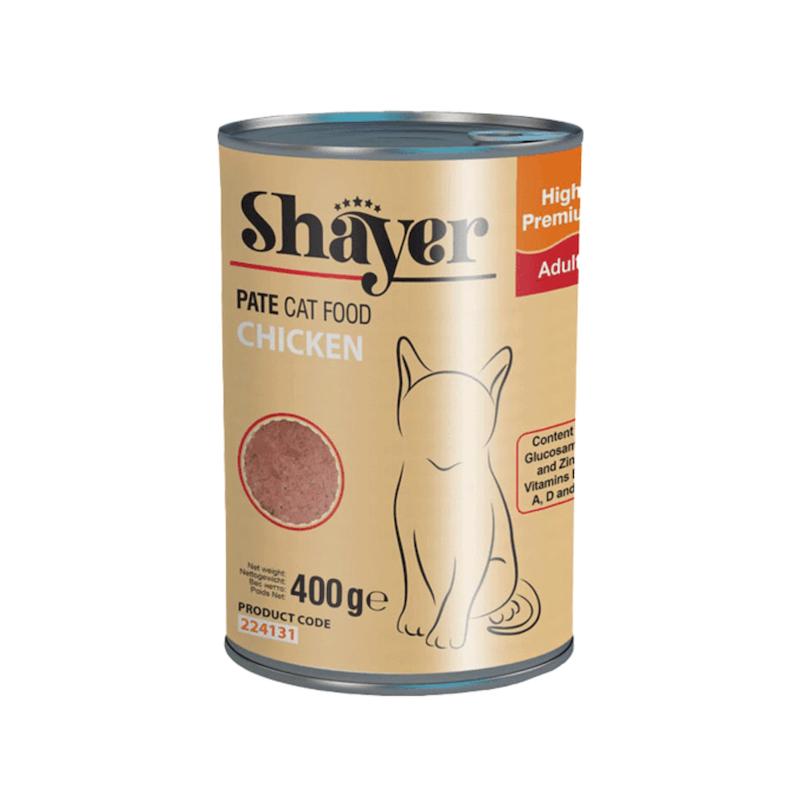 کنسرو غذای گربه با طعم مرغ پته شایر وزن 400 گرم