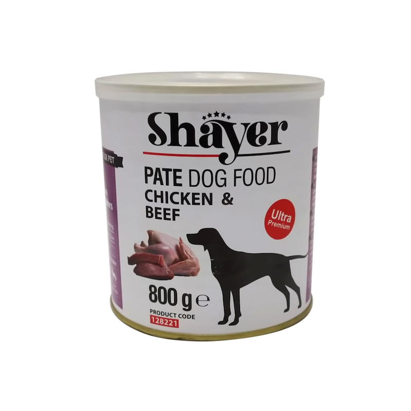  کنسرو پته مرغ و گوشت قرمز شایر سگ وزن 800 گرم