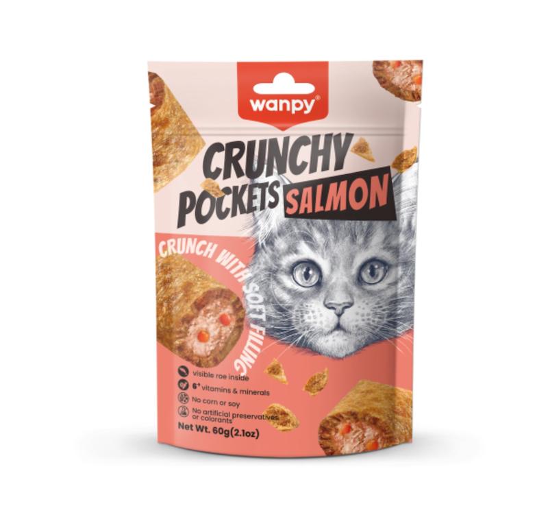  تشویقی گربه ونپی مدل Crunchy Pockets Salmon با طعم ماهی سالمون وزن 60 گرم