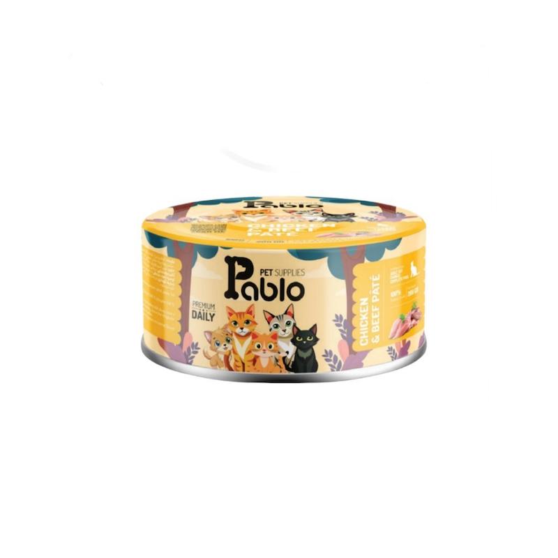 کنسرو پریمیوم گربه بالغ پابلو طعم گوشت گوساله و مرغ وزن ۲۰۰ گرم