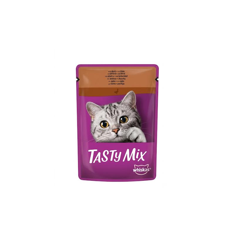 پوچ گربه ویسکاس مدل Tasty Mix با طعم اردک در سس 85 گرم