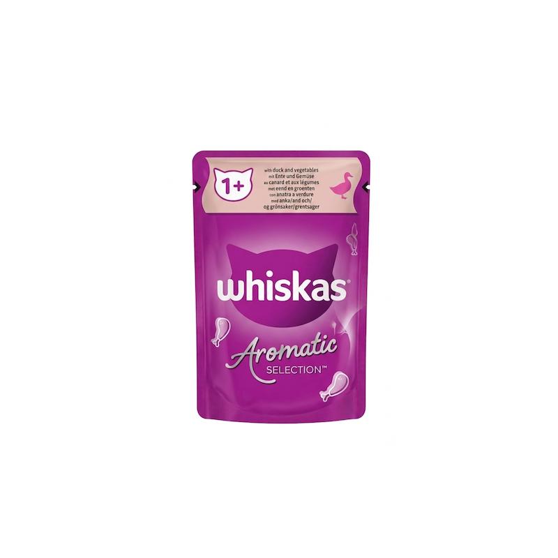 پوچ گربه ویسکاس مدل Aromatic با طعم اردک و سبزیجات در سس 85 گرم