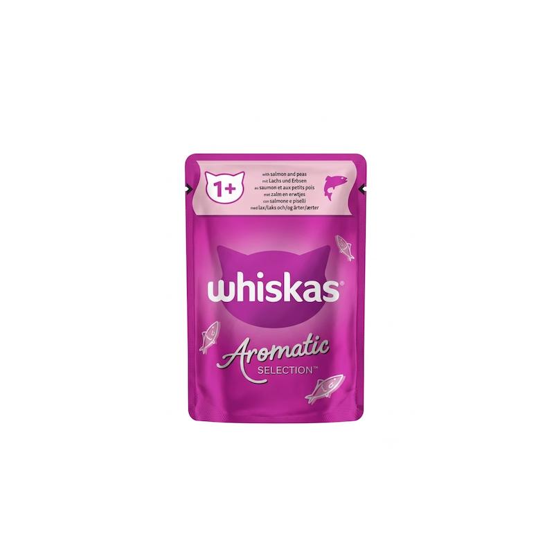 پوچ گربه ویسکاس مدل Aromatic با طعم ماهی سالمون و سبزیجات در سس 85 گرم