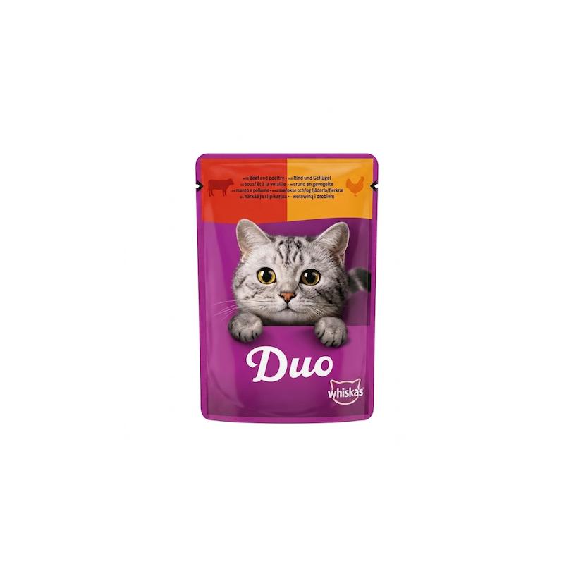 پوچ گربه ویسکاس مدل Duo با طعم گوشت گاو و گوشت پرندگان در ژله 85 گرم