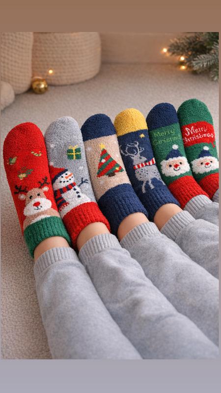 جوراب پشمی ساقدار کریسمسی | کد۳۷۶