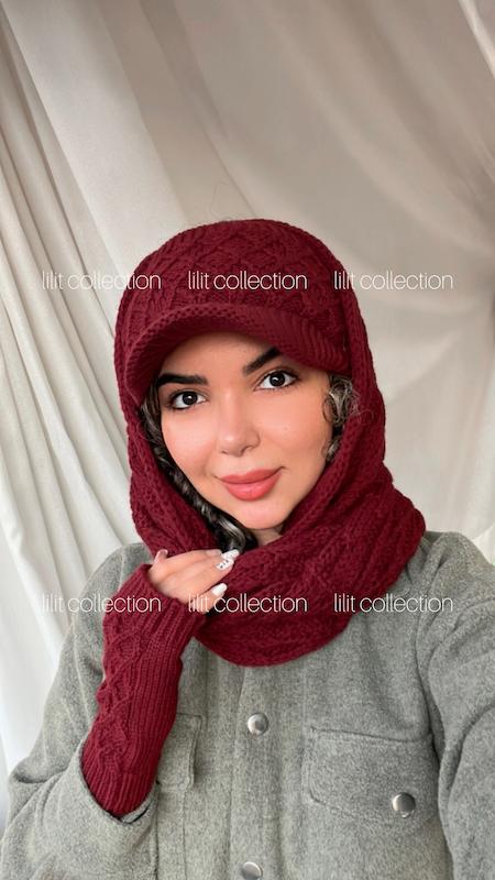 ست سه تیکه شال و کلاه و دستکش | کد۳۸۱