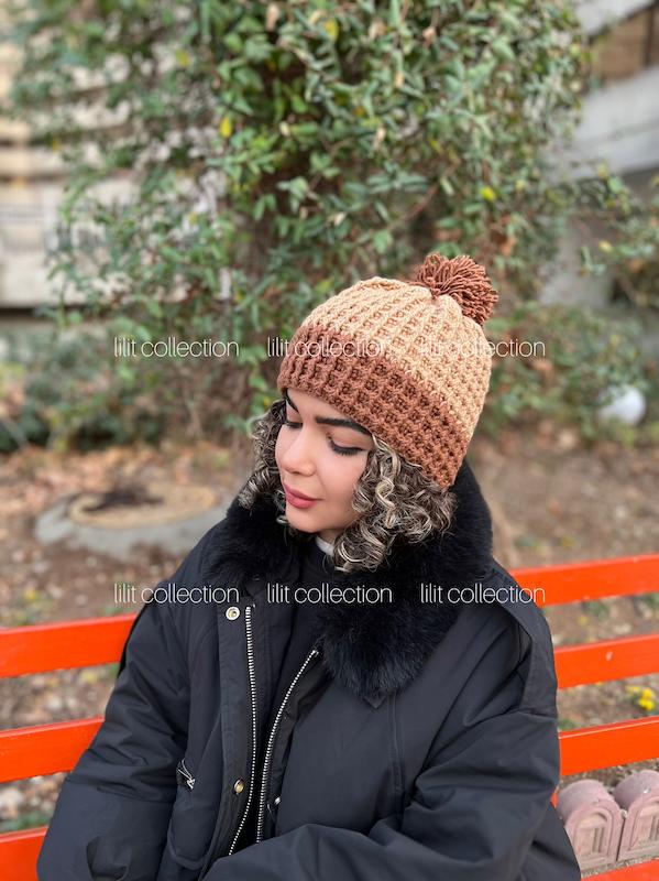 کلاه وافلی دستبافت🧇 | کد۳۹۷ 