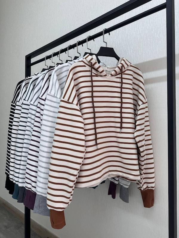 هودي راه راه كلاه دار