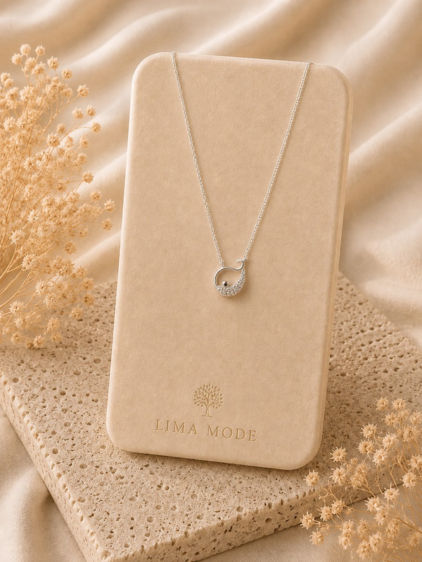 گردنبند نقره‌ای وال نگین‌دار مدل لونا (LUNA)