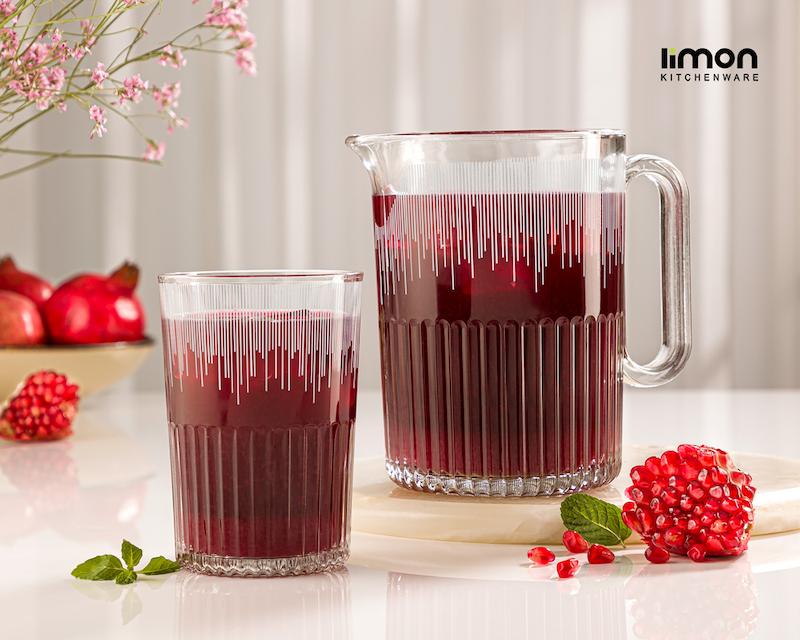 ست پارچ و لیوان شیشه ای شیاردار (چاپدار) کد محصول : 2318