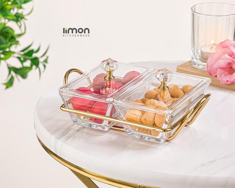 اردورخوری شیشه ای مستطیل استنددار دو خانه با درب اکرولیک کد محصول : 2103