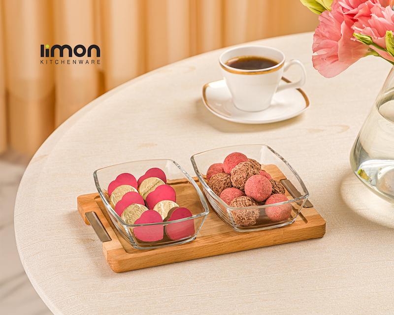 اردورخوری مستطیل پایه چوبی 2 عددی بزرگ کد محصول : 2244