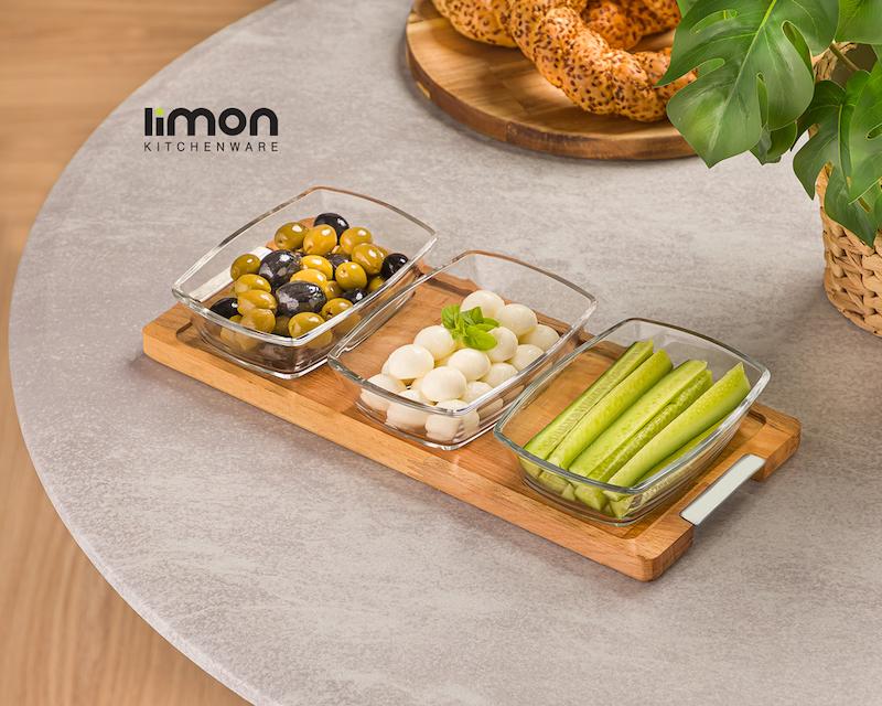 اردورخوری مستطیل پایه چوبی 3 عددی بزرگ کد محصول : 2252