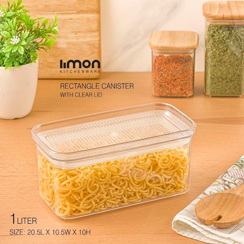 بانکه مستطیل رویال  درب شفاف1 لیتری لیمون کد 1952