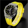 (m 1070)ساعت مچی مردانه G-SHOCK طرح کربن شفاف مدل اسپرت - زرد با جعبه کادویی و باتری رایگان