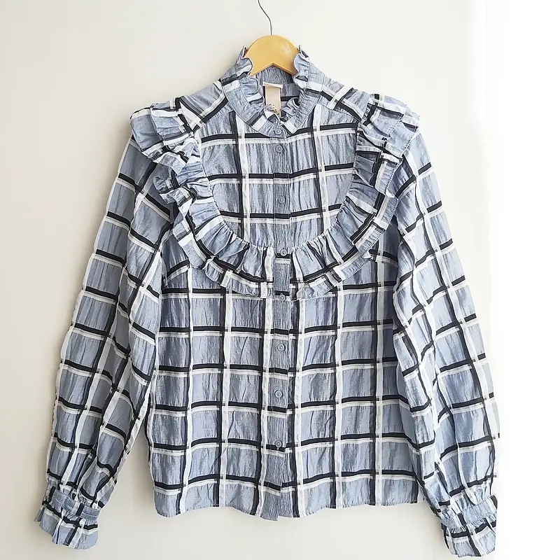 شومیز ابی چهارخونه h&m