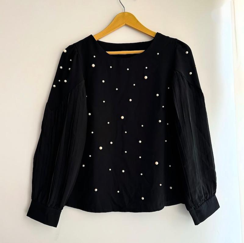 بلوز مشکی مرواریدی