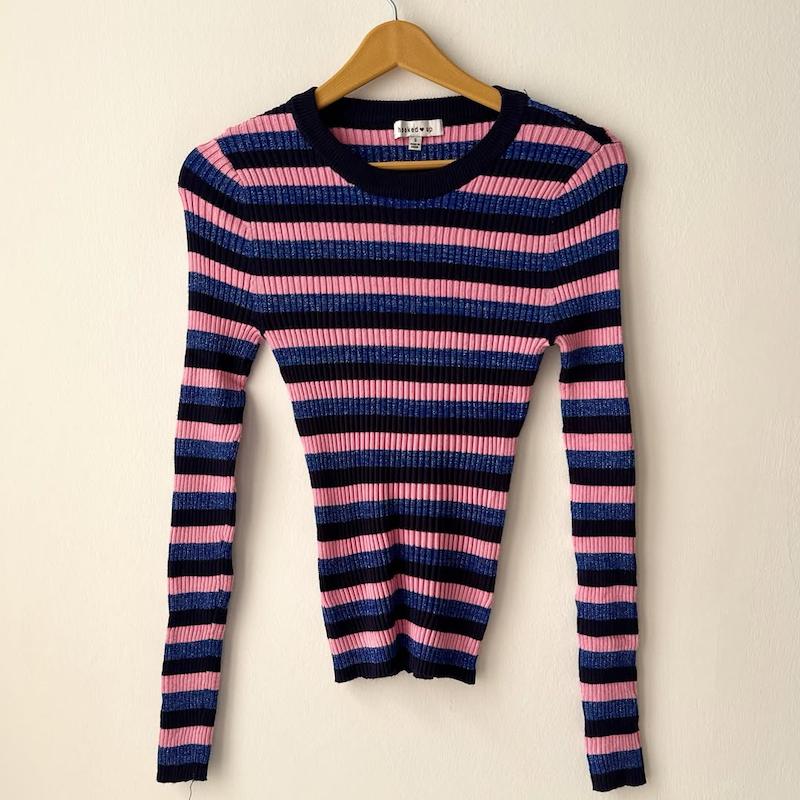 بافت راه راه مشکی - سرمه ای - صورتی