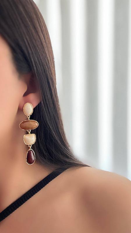 گوشواره آویز ۴ سنگ