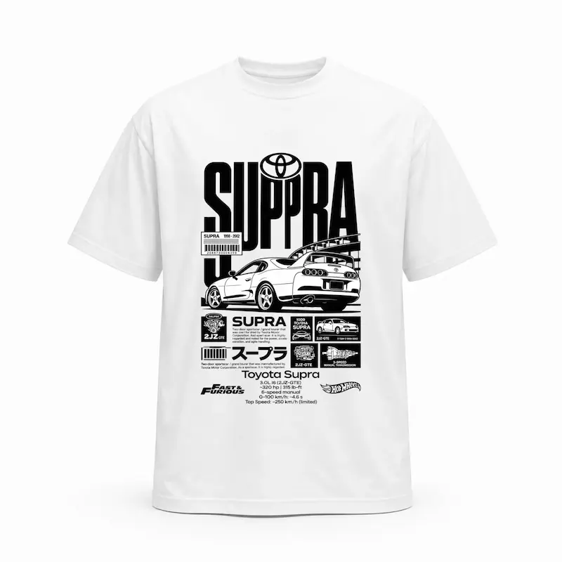 تیشرت طرح ماشین (toyota supra )