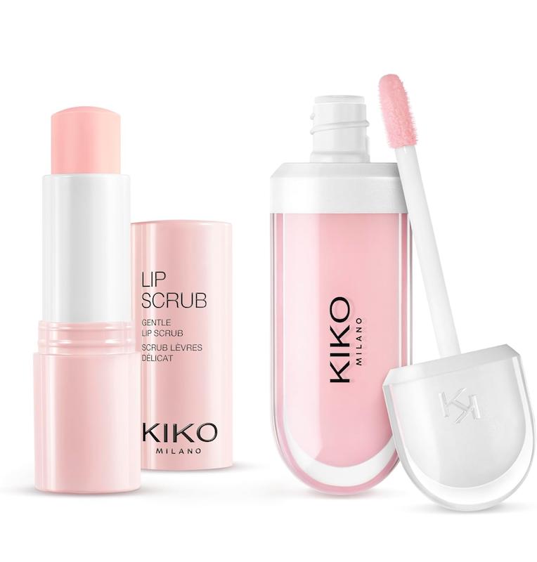 پک اسکراب لب و لیپ گلاس حجم دهنده لب کیکو kiko lip perfect caring set