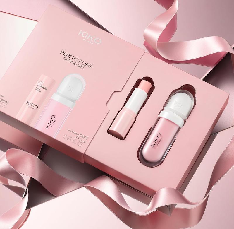 پک اسکراب لب و لیپ گلاس حجم دهنده لب کیکو kiko lip perfect caring set