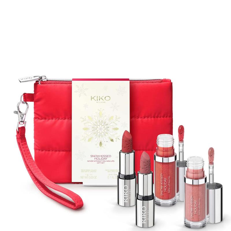 ست کیف و رژلب و لیپ گلاس چهارتایی کیکو Kiko Snow Kissed Holiday-Never Without You Mini Lips Gift Set