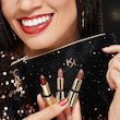 ست رژ لب کرمی طلایی کیکو با کیف شاین KIKO MILANO Holiday Wonderlights Creamy Miniature Lipstick Gift Set Holiday 