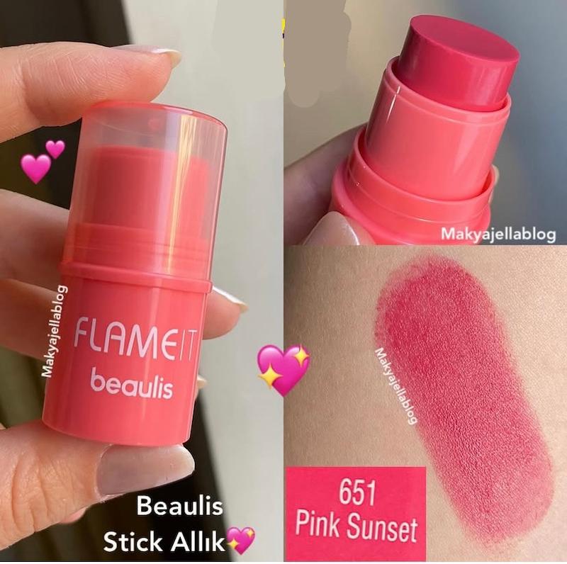رژگونه استیکی بیولیس مدل Flame it رنگ 651 Pink Sunset